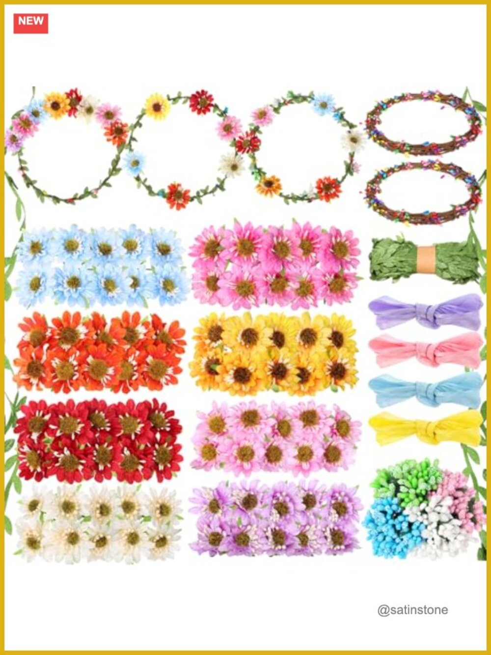 Flower Crown Making Kit DIY 20 Sets Sunflower Headbands